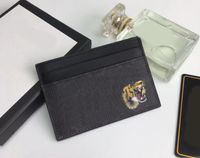 Toptan moda kredi kartı sahipleri kadın mini kaplan cüzdan yüksek kaliteli orijinal deri erkek tasarımcısı saf renkli kart tutucu cüzdanlar kutu