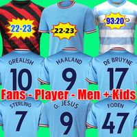 21 21 23 23 Haaland piłka nożna Grealish Sterling Mans Cities Mahrez Fan Player Wersja de Bruyne Foden 2022 2023 Football Tops koszulka Zestaw dla dzieci Zestawy munduru