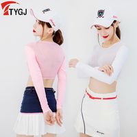 Women Thin Golf Shirts Sunscreen Inside Wear Cropped Tops Long Sleeve Anti-Uv Arm Sleeve Ice Silk Bottoming Golf Shirt 220606