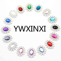 YWXINXI 10Pcs shiny rhintone alloy flat-bottomed oval buttons, DIY handmade clothing embellishment home decoration