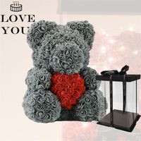 2020 The DIY Valentines Day Regals 35 cm Black Rose Bear con corazón rojo para una amiga esposa amante de los niños230a