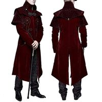 Masculinas de lã masculina Medieval Castelo Europeu Vampiro Diabo Vermelho Casaco Cosplay Costume Cosplay Idade Média Victorian Court Nobles Roupas