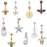 Bell Button Rings Various navels ring creative Navel nail bat bee navel Buttons puncture accessories ZC1093