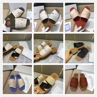 Designer de mode d'été Femmes Roman Slippers Sandals Perle Pearl Womens Locs Imprimez Broiderd Lettre Slide Été Wide Flat Lady Sandal Sandal Sandal avec boîte