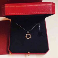 S925 Star mismo collar de plata esterlina Termenante de la cadena de clavos del círculo del círculo de tres anillos