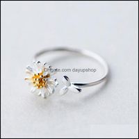 Anillos de banda joyería anillo de flores de margarita vintage para mujeres estilo coreano de apertura ajustable de la novia de la novia del dedo dhdy7