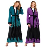 Ethnic Clothing Lace Abaya Open Kaftan Dubai Long Dress Musl...