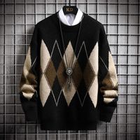 Мужские свитера зимняя мода argyle свитер мужские трикотажные одежды толстые теплые вязаные пуловера высокого качества мужские повседневные свободные мужские перемычки
