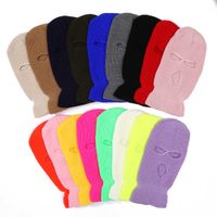 and Winter Autumn Plain Three Hole Wool Knitted Hat Warm Windproof Ski Mask Outdoor Riding Baotou Headgear NQ1W
