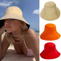 Sombreros de bucket de uso de dos caras para mujer Panamá Sombrero de sombrero para hombres Cap Pescador sombreros Verano Color Sólido Casera Pesca Sun Pesca Y220411