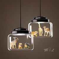 Pendant Lamps Nordic Cartoon Lights Led Lighting Cute Animal Hanging For Children Room Light Glass Lamp Bedroom Home Decor Gift