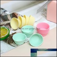 Cake Tools Bakeware Kitchen Dining Bar Home Garden 12 Pcs Sile Cupcake Cup Tool Baking Mold And Muffin For Diy By Random Color Drop Deliv