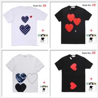 Männer T-Shirts Frauen T-Shirt hochwertiges Tee japanische Baumwolle kurzärmelig gesticktes rotes Herz Big Love Print Smiley Face Paar Bottoming Q-0023