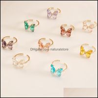 Cluster anneaux bijoux spinning mode papillon femme ring cristal ouvert de banquet simple mariage conçu cadeau d'anniversaire à la fille dha6d