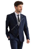 grey trousers navy jacket