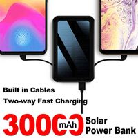 MAH Banque d'alimentation solaire étanche MAH Twoway Charge rapide Batterie externe Câbles intégrés avec lampe LED pour iPhone Huawei J220616