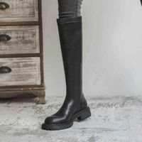 Эластичные женские женщины Новые осени и зима 2022 длина колена ботинки женская круглая голова высокие длинные ботинки женские тонкие ботинки