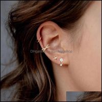 Hoop Hie Earrings Jewelry Aide Cross Ear Cuff Non Pierced For Women 925 Sterling Sier Micro Pave Cz Small Clip On Cartilage Jewel 1Pc 1175