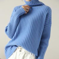 Sweaters de mujeres 20 100% de suéter de lana Damas Turtleneck Exterlever tejido de manga larga Mujeres de gama alta