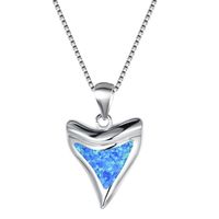 Beautiful Shark Tooth Pendant Australia Fire Opal Jewelry Solid 925 Sterling Silver Necklace For Women Gift290r