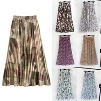 Skirts Vintage Floral Print Chiffon Pleated Skirt Women'...