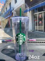 2022 Starbucks 24 unz/710 ml plastikowe kubki kubka wielokrotnego użytku przezroczyste picie Płaskie dolne filarze Kształt Kubki słomy kubki kubki Nowy gorący produkt do fabrycznej sprzedaży bezpośredniej sprzedaży