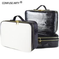 PU Leather Makeup Bag Large Capacity Compartment Travel Tattoo Storage Cosmetic Case 220323