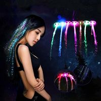 Hair Braided Clip Hairpin Colorful LED Glowing Flash Wigs Halloween Show New Year Party Christmas Decor Supplies Hogard C0628x03