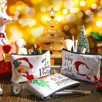 Party Decoration Merry Christmas Makeup Bag Santa Snowman Pencil Case Xmas Holiday Festival Mom Sister Family Friend Wife Girlfriend Gift Pr