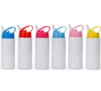 600ml 20oz DIY Sublimation Sippy Tasse Kinder Wasserflasche Aluminium Becher Becher Trinkbecher Keine Vakuum mit Strohhalmdeckeln 6 Farben