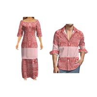 الفساتين غير الرسمية للنساء الأزواج لباس تخصيص نمط بوليتاسي ساموا بولينيزيا القبيلة تصميم قبالة الكتف