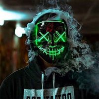 Máscara de Halloween LED Luminous Glow in the Dark Mascaras Party Cosplay Masques Horror Props Neon Light Masquerade 220811