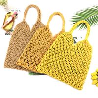 HBP Designer Bags handbag New ins copper coin buckle cotton thread hand mesh hollow out unlined straw woven leisure Women's