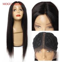 Lace Wigs 13x4x1 T Frontal Wig Middle Part Ear To Remy Human Hair Silky Straight 12-28 Inch 130% Density MogulHair