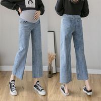 Sommer mit breitem Bein lose ausgestellte Hosen Denim Mutterschaft Jeans Bauchhosen Kleidung für schwangere Frauen Schwangerschaft Arbeit unterteilt261n