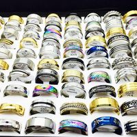 Whole Bulk Lot 50PCs Men's Women's Mix Styles Stainless Steel Ring Party Engagement Jewelry Bands Rings240v