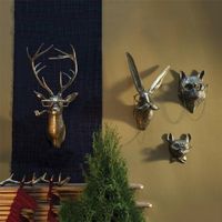 Pipa fumante animale stag di alluminio bronzato con occhiali a parete appeso a parete orso louie piccolo topo frankie stag decorazione per la casa 220525