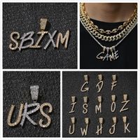 New Fashion personalized 18K Gold Bling Diamond Cursive A-Z Initial Letters Custom Name Pendant Necklace DIY Letter Jewelry for Co209z