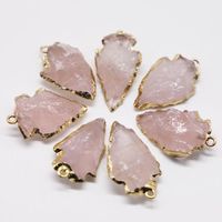 Pendant Necklaces 6Pcs Featured Raw Ore Pink Crystal Natural...