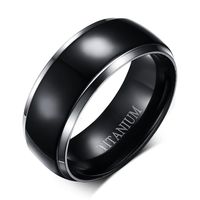 Rings de titanio de 8 mm para hombres Mujeres Black Dome Black Dos tono High Wedding Band Band Tamaño 6-13296U