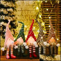 Decorazioni natalizie Feste Feste Party Giardino Bambola senza volto Blowing Cipant Merry Decor Gamba lunga XM Dhxzx