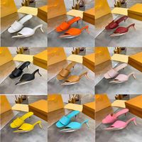 2021 Designer -Hausschuhe Revival Mule High Heels Schuhe Frauen rutschen Sandalen schwarz rosa orange blau blau braun weiße sommer fli306o