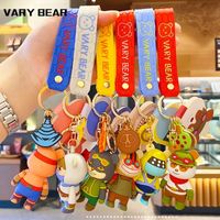 Novo desenho animado Funny Bear Doll Toys Keychain Anime Dolls Key Ring Casal Personalidade Chave de Presente Sacos de Bolsas de Trendidade Pingente