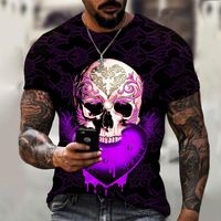 Men's T-Shirts Harajuku 3D Printing T-shirt Horror Skull Pattern Novelty Fashion Short-sleeved Male Large Sizeplus Size Top T-shirtMen's