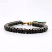 Tibetan Lucky Buddhist Black Coconut Shell Braided Bracelets OM Mani Padme Hum Meditation Mens Bracelet305L