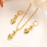 Heart Jewelry sets Classical Necklaces Earrings Set Fine THAI BAHT Solid GOLD Filled Wedding Bride's Dowry women girls gif2267