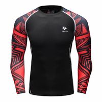 Men's T-Shirts Muscle Men Compression Tight Skin Shirt Long Sleeves 3D Prints Rashguard Fitness Base Layer Weight Lifting Male Tops Wear