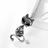 Collares colgantes accesorios de ropa de invierno joyas de joyas de lujo vintage cristal negro gato collar largo para mujeres