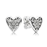 Real 925 Sterling Silver Heart of Winter Stud Earring Set Original Box for Pandora CZ Diamond Earrings Girls Women Jewelry254v