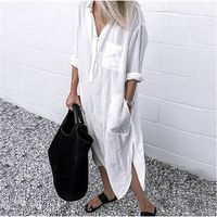 Übergroße Baumwollwäsche Frauenkleid weiß lässiges weibliches weibliches Hemd Kleider Frühling Sommer Mode Beach Dame Kleidung 220511